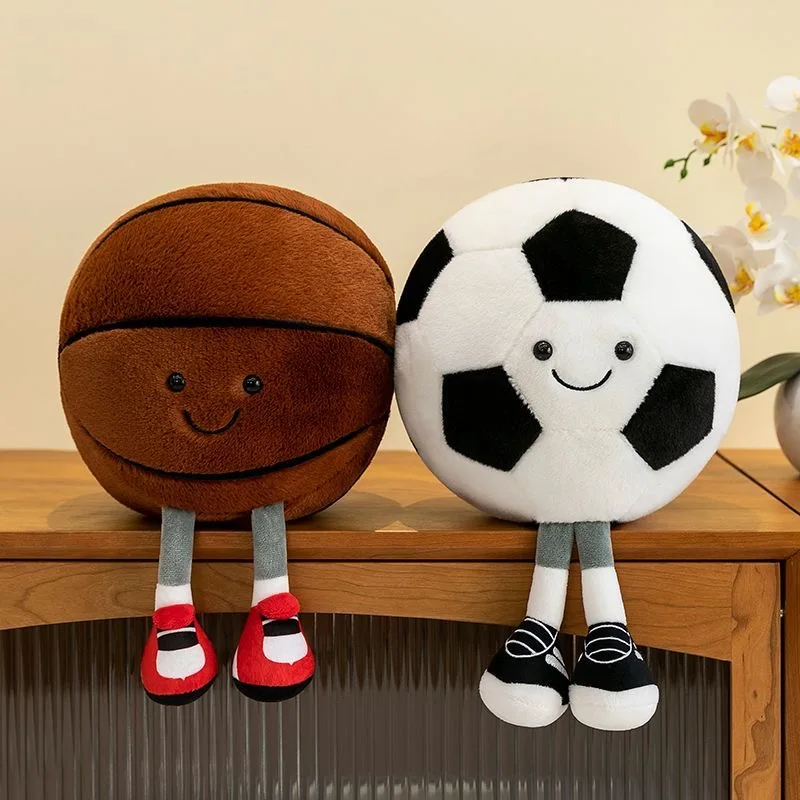 27cm Simulation Soccer Basketball Doll Plush Toy Handmade Cartoon Anime Cute Pillow Cushion Home Decoration Rugby Billiards
