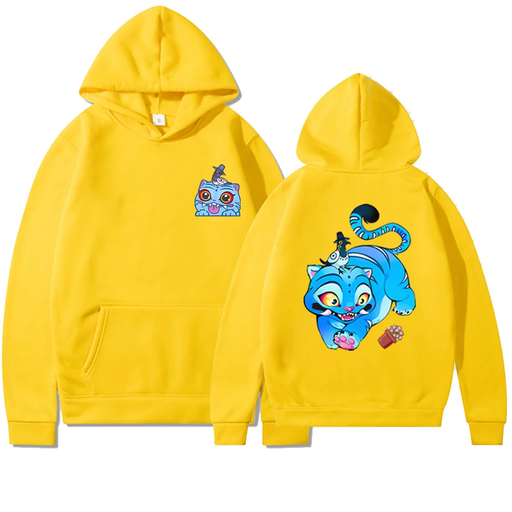 เสื้อฮู้ด Derpy Blue Tiger น่ารัก เสื้อยืดลาย Derpy กราฟิก Kpop Demon Hunters Huntrix เสื้อสเวตเชิ้ตผู้หญิงสุดฮิตสไตล์ฮาราจูกุ ฮู้ดดี้ 2 ด้าน