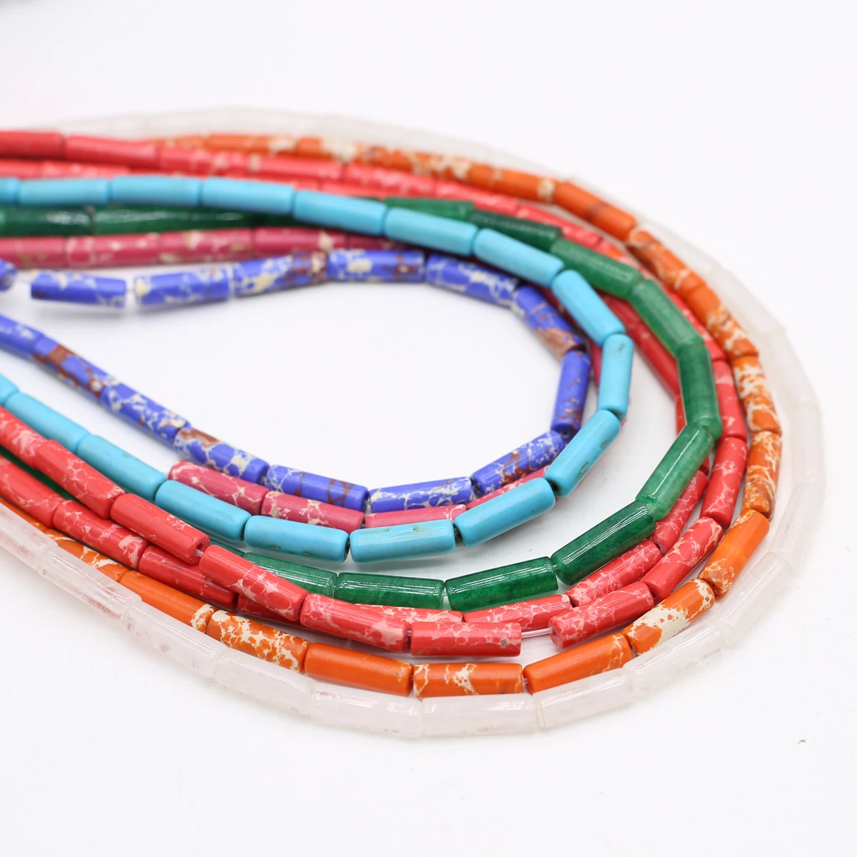 Long Cylindrical Natural Stones Beads 7x13mm Agate Jade Emperor Stone Rose Quartz Loose Spacer Beads for Jewelry Making DIY 38cm