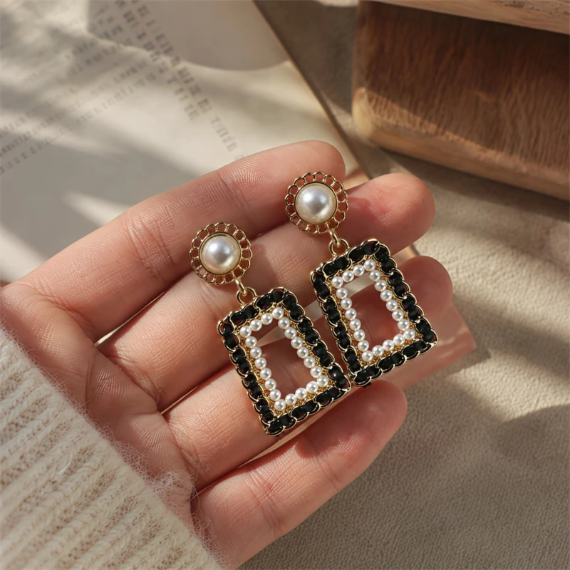 Anting Mutiara Persegi Geometr - Unique Women'S Formal Wear ulasan dan harga