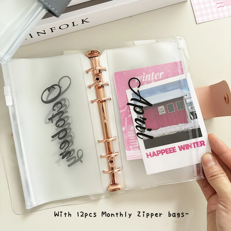 A6 Loose Leaf Monatliche Reißverschlusstasche Bargeld Budget Umschlag Binder Ticket Quittung Aufbewahrungstasche Reichtum Management Geschenkset 1 Abdeckung + 12 – Detail 12