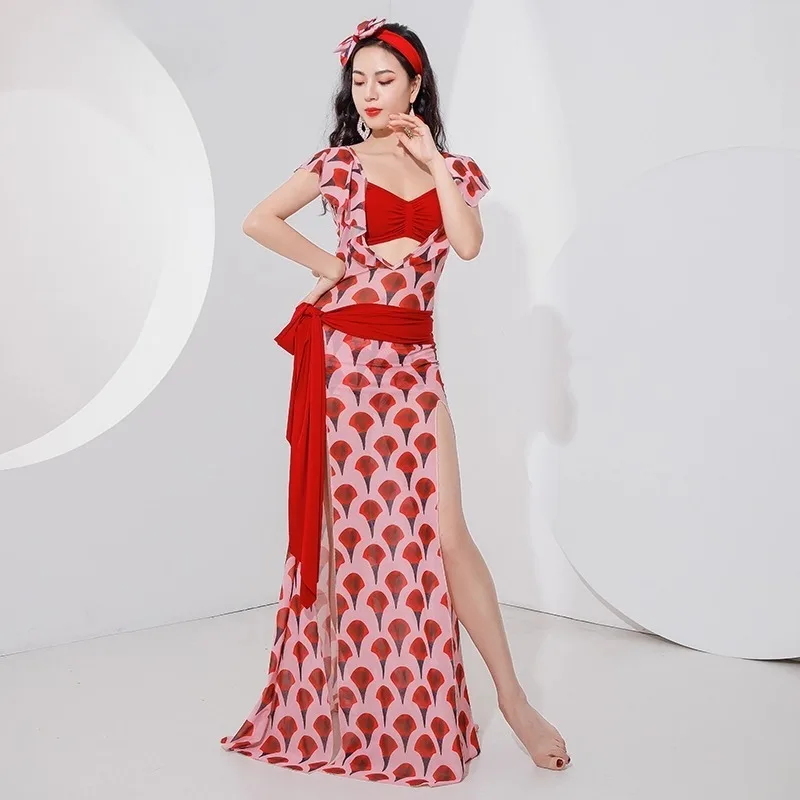Customized Belly Dance Dress 2025 New Printed Shaabi Baladi Cute Robe Practice Outfit Bellydance Costume Indian Clothes Women