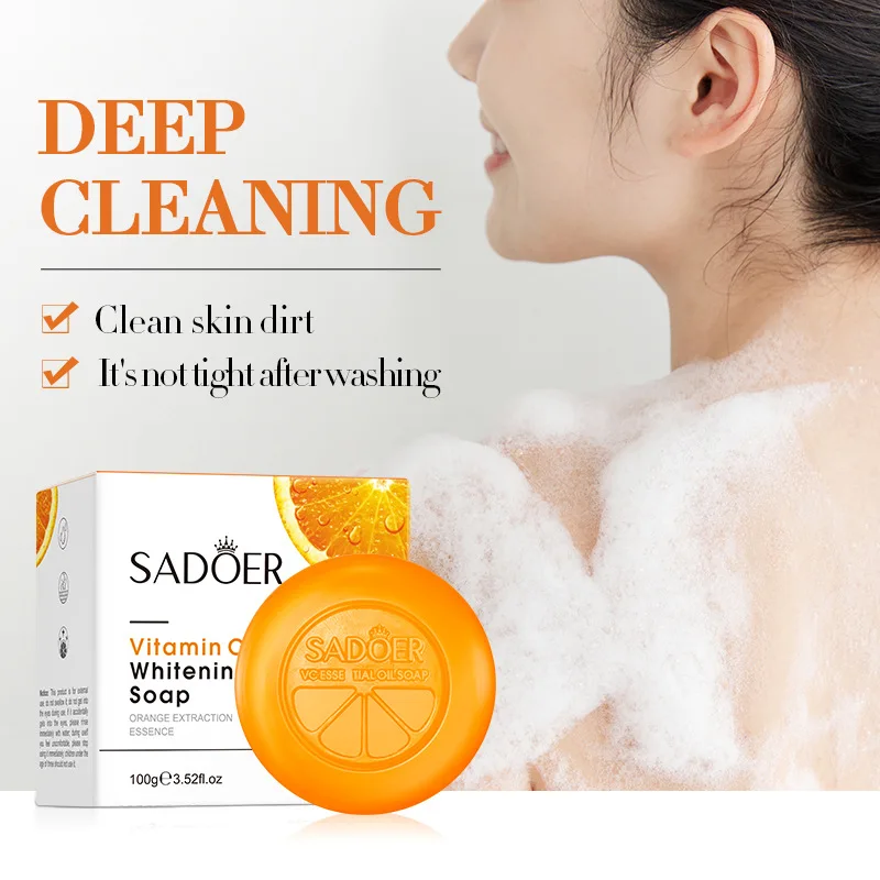 SADOER Vitamin C Soap Face Wash Foam Facial Cleanser Body Care Moisturizing Brightening Handmade Facial Soap Face Skin Care