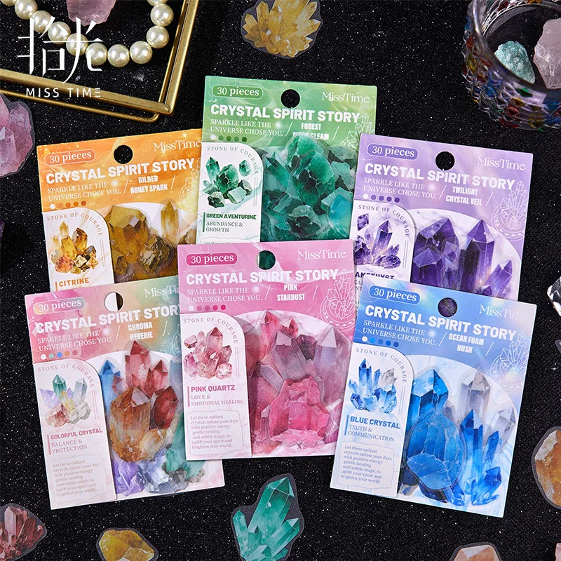 30 stücke/1 los Kawaii Schreibwaren Aufkleber Kristall Geist Geschichte Tagebuch Tagebuch Dekorative Mobile Aufkleber Scrapbooking Handwerk Aufkleber