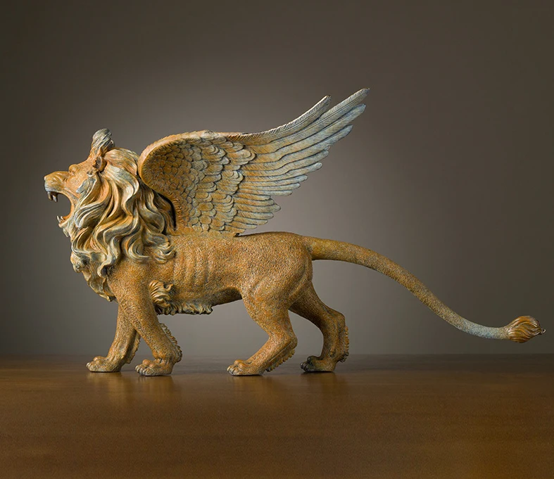 

Limited Edition # Original art # large- TOP office home business art Collection # Flying lion King bronze Sculpture decor mascot
