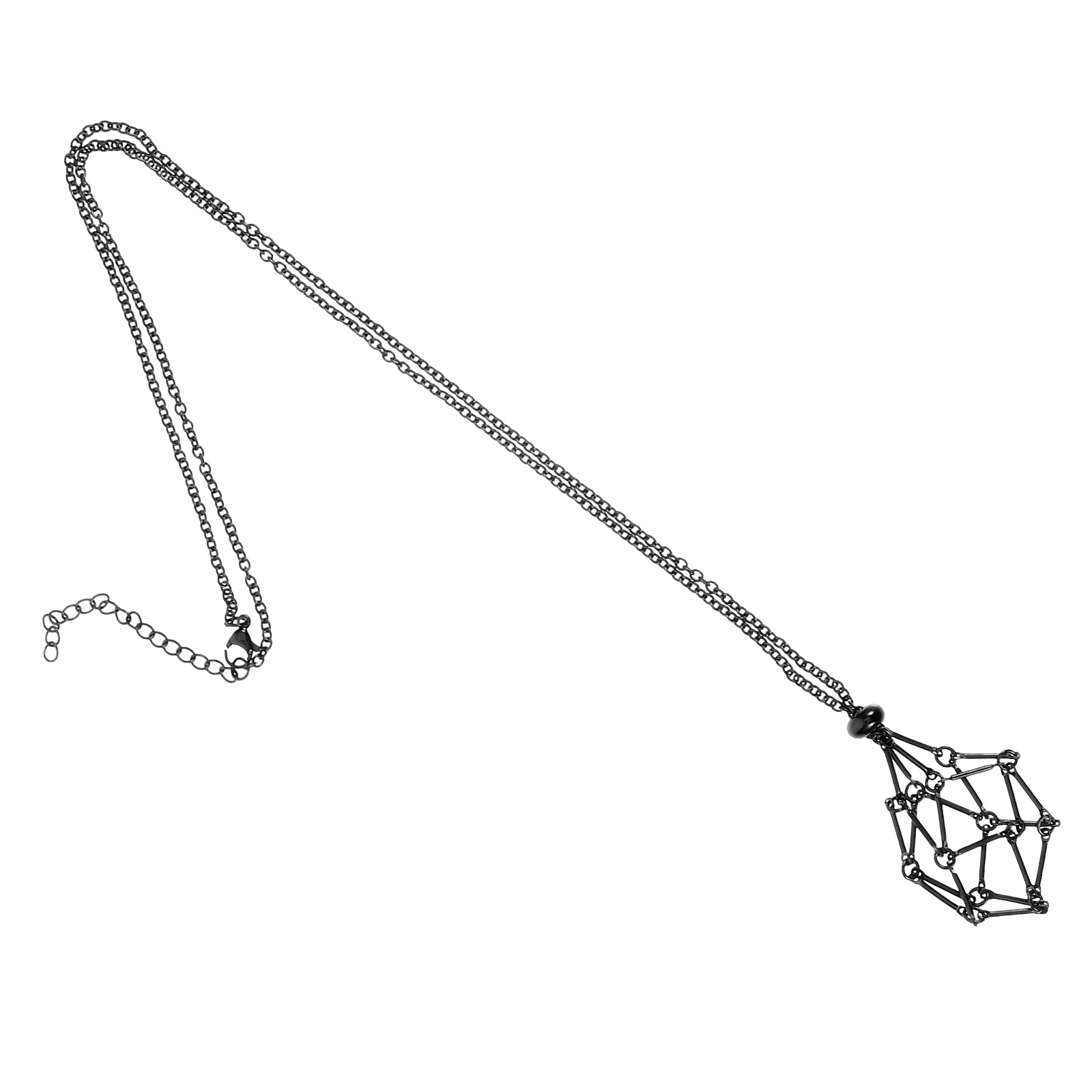 

Crystal Pendant Mesh Cage Necklace Holder DIY Metal Adjustable Chain Crystal Cage Necklace Stone Decor Accessories for Party