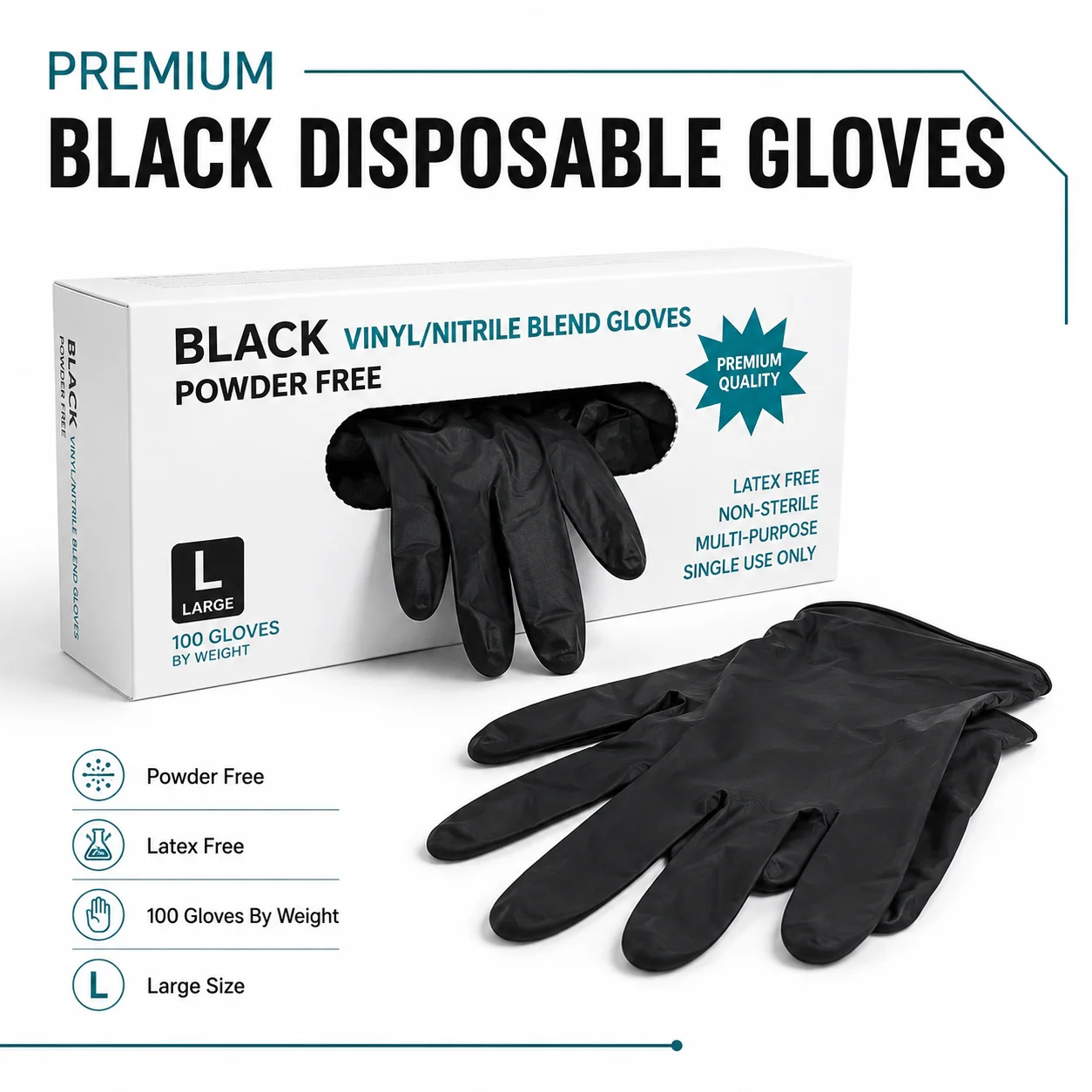 Latex Free Black Nitrile Gloves 10 50 100 PCS Disposable Hand Covers for Kitchen Cleaning Food Handling Pet Care and Salon Use