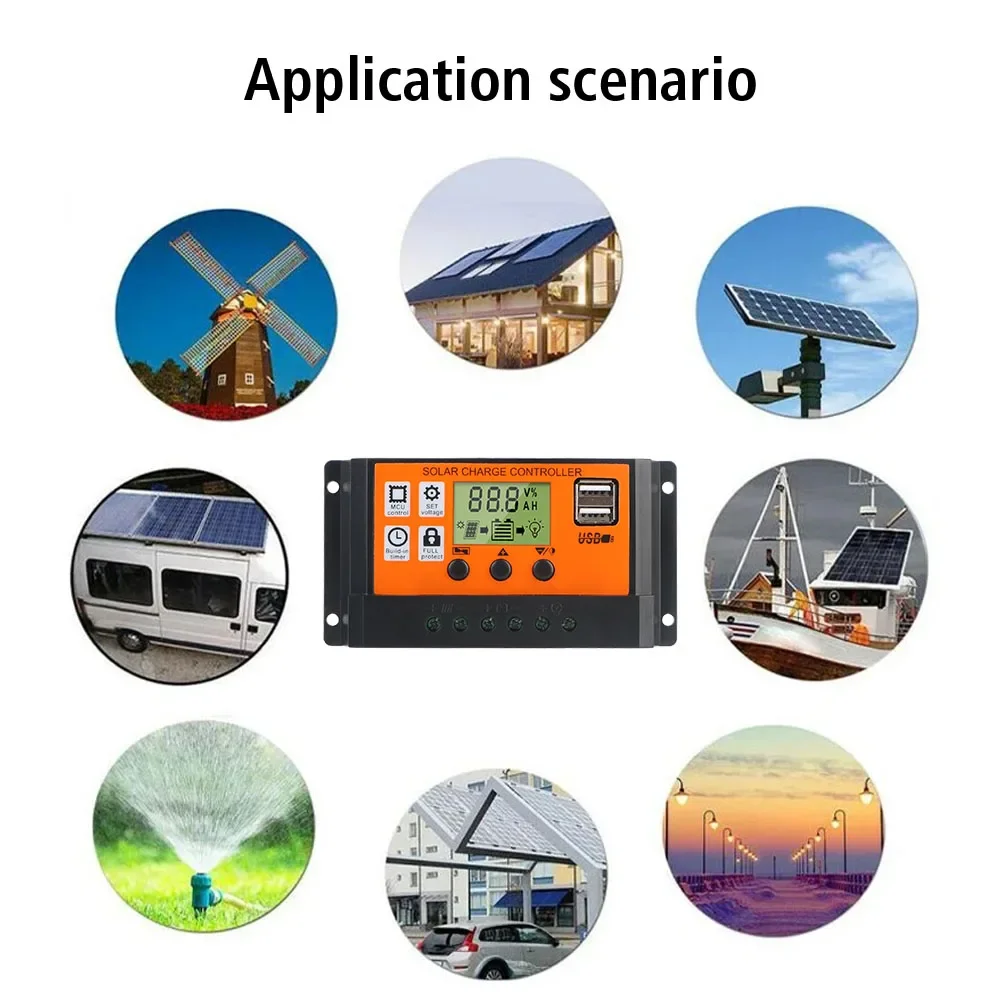 LCD Accessories 10A, 10A 20A 30A 12V 24V Automatic Identification Solar Controller Photovoltaic Regulator Color Screen Timer image 5