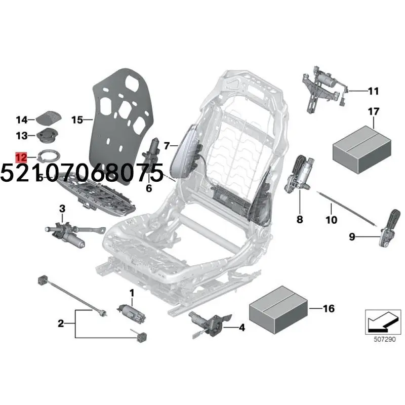 Components: fan, grille, backrest 52107068075 52207062867 54109466049 54108499254 61139249146 61130085034