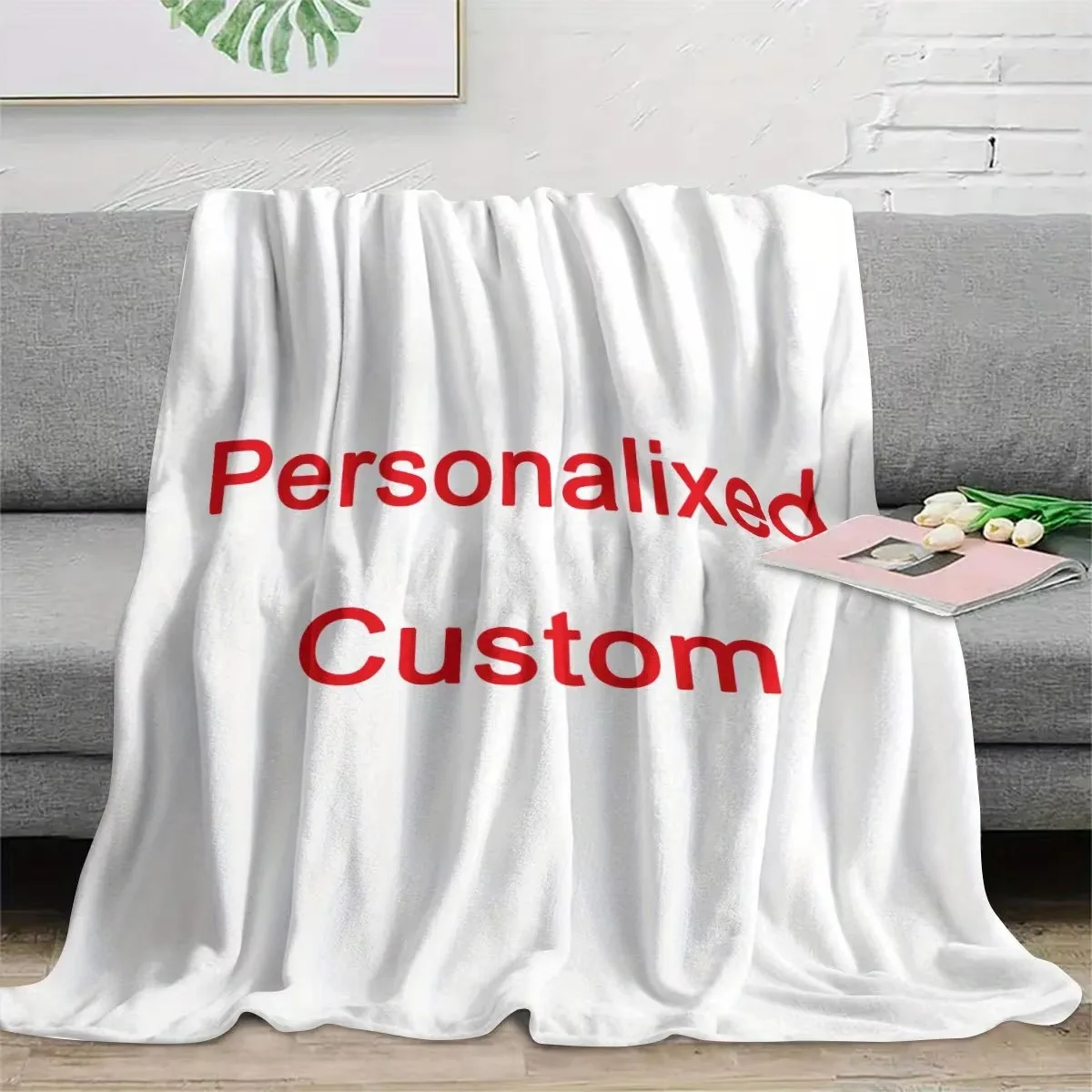 1 Piece of Custom Personalized Blanket with Image Upload DIY Flannel Blanket - Customize with Warm Photos, Soft and Warm, Suitab