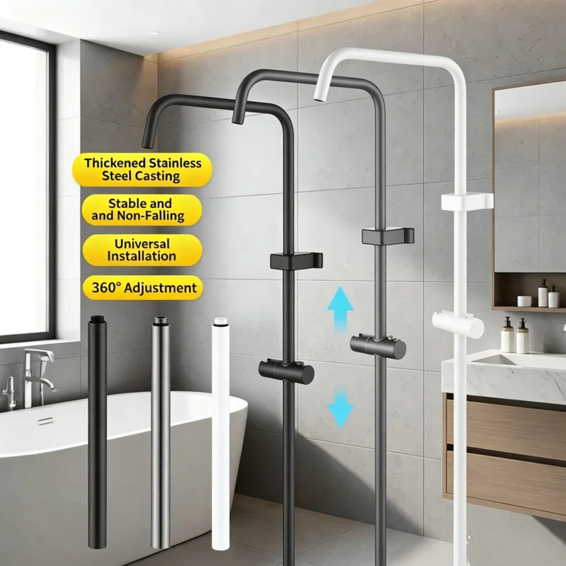 Universal Bathroom Shower Faucet Tube Stainless Steel Shower Adapter Tube Set Bath Extender Pipe Bathroom Faucet Accessories