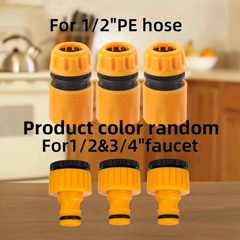 2pcs Hose Faucet Quick Connector 3/4 & 1/2 Inch Graden Hose Water Tap Threaded Connector Faucet Adapter For Garden Irrigation