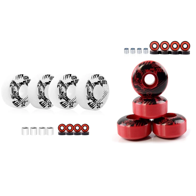 ELOS-UGIN 52Mm Skateboard Wheels With ABEC-9 Bearings And Spacers Cruiser Wheels (Pack Of 4)