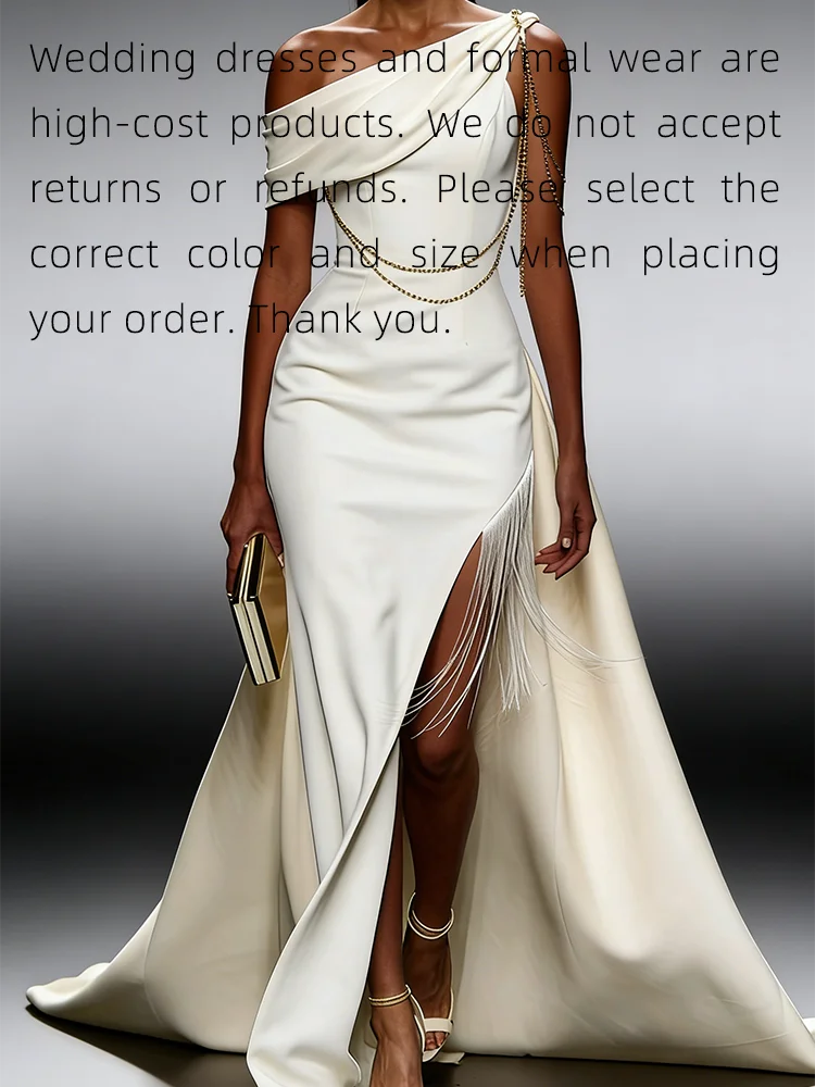 الكلاسيكية كتف واحد بلا أكمام Ruched شرابة حورية البحر فساتين زفاف العروس أثواب الزفاف حسب الطلب #2