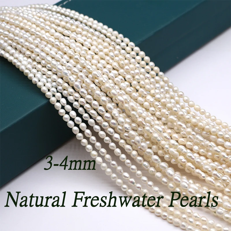 3-4mm Natural Zhuji Freshwater Pearl Beads Irregular Loose Bead for Jewelry Making Diy Necklace Anklet Gifts 14inch