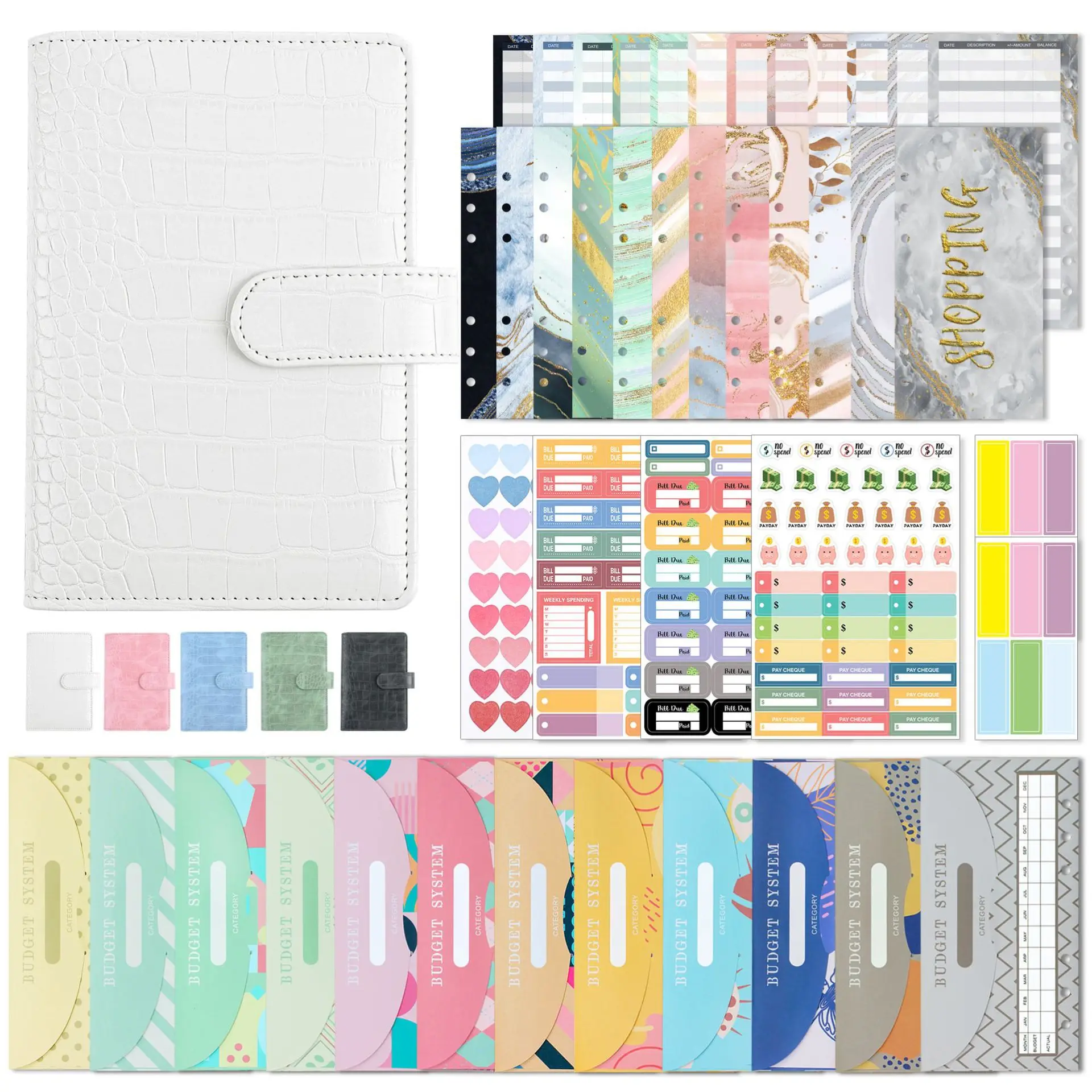 

NEW Crocodile Budget Planner Cash Envelope Binder With Budget Envelopes A6 Binder Pockets Cash Envelope Wallet For Budgeting