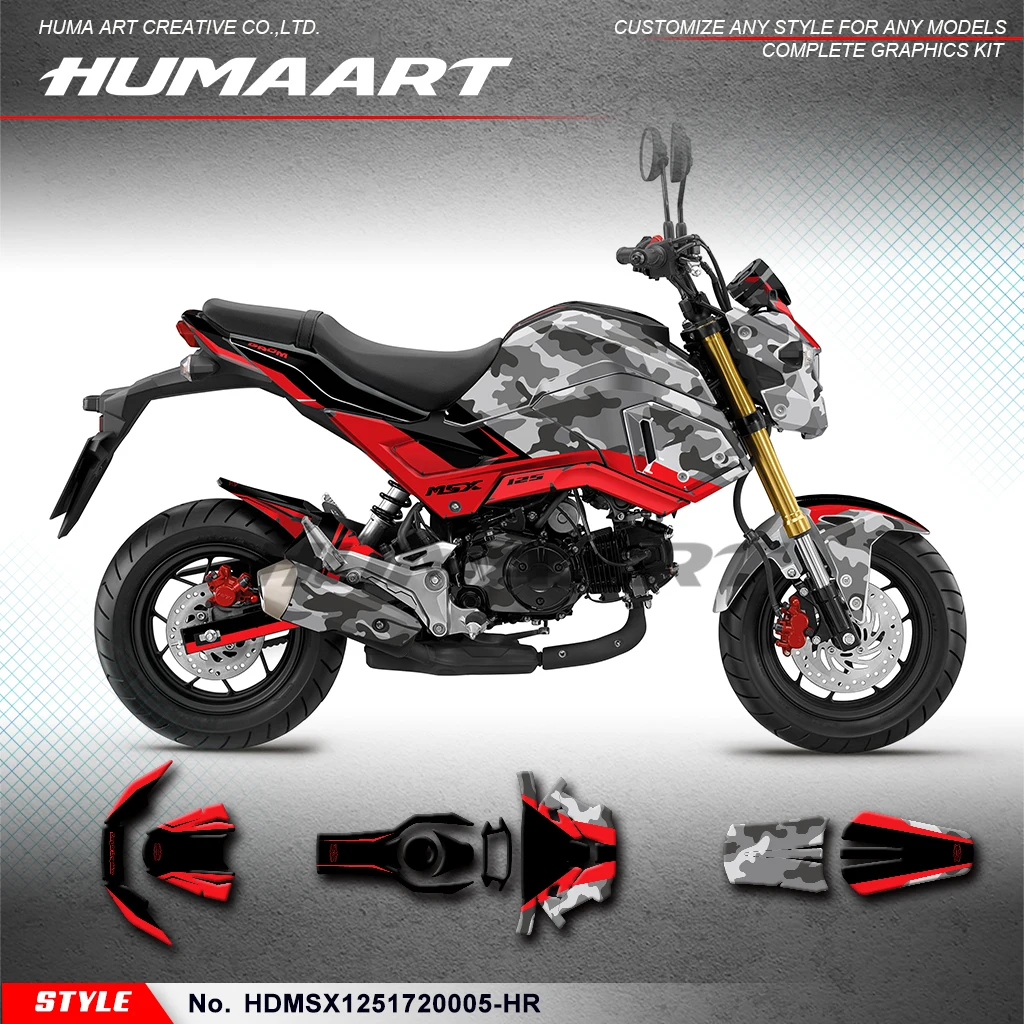 HUMAART Personalized Graphics Kit Racing Sticker for Honda Grom & MSX 125 2017 2018 2019 2020, HDMSX1251720005-HR