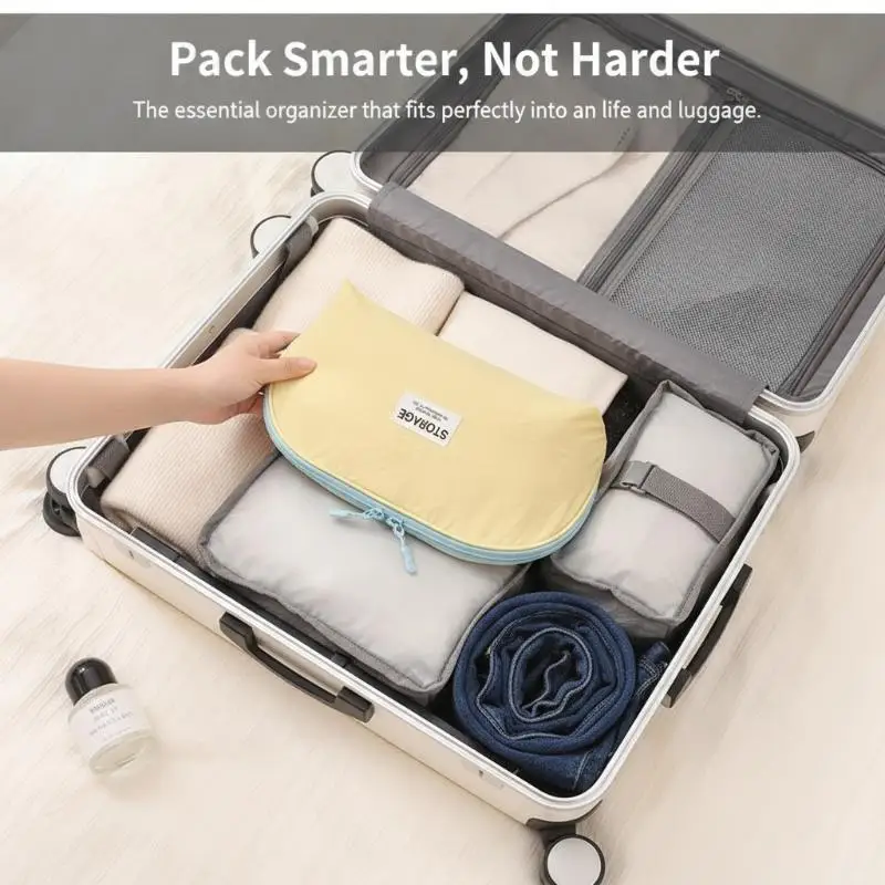 Multi-purpose Underwear Storage Bag Compression Function Three-in-One Set Clothing Storage Bag Lightweight Portable 1PC