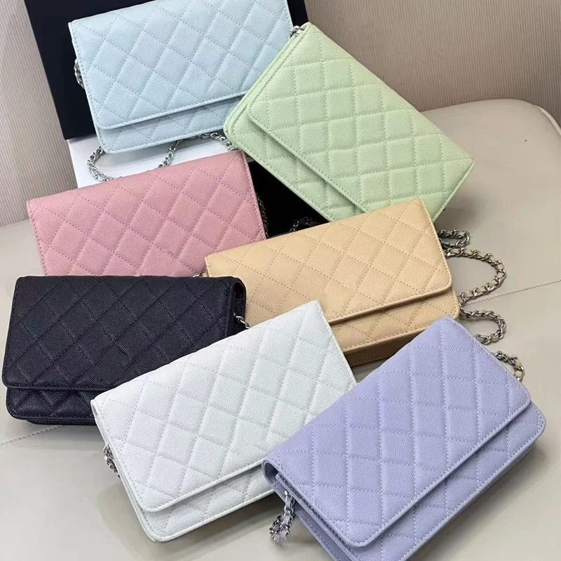 New Women's Fashion Chain Link Crossbody Bag Single Shoulder Diamond Pattern Flip Cover Bag Stylish Leather Handbag