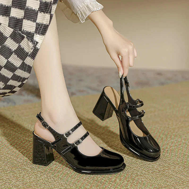 

Сандалии на резинке, черные женские туфли на блочном каблуке, эспадрильи на платформе, лето 2021, без шнуровки с пряжкой Мэри Джейн, бежевые, на низком закрытии