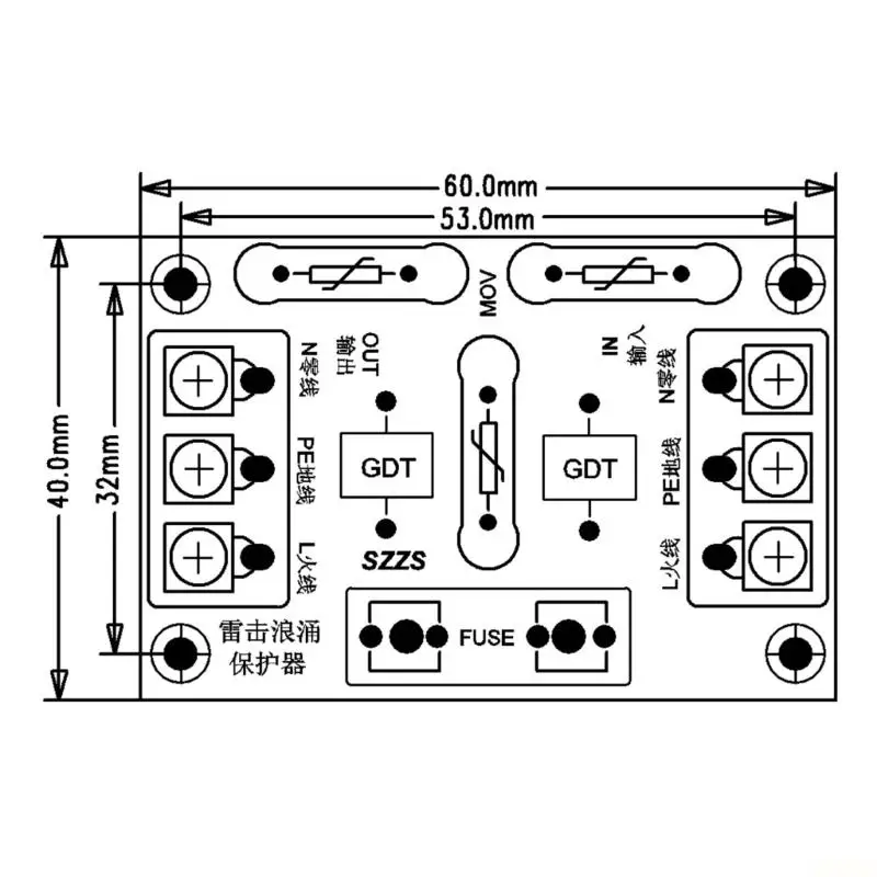 B03F Gas Discharge Tube and Varistor Board Screw-Clamp Wiring for Overvoltage Control