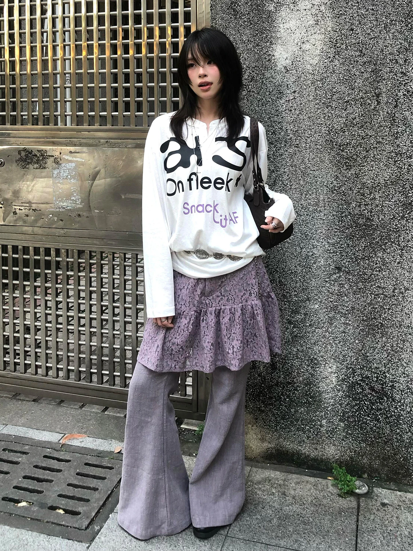 Genayooa Harajuku تي شيرت مطبوع المرأة كم طويل فضفاض بلايز عادية Y2k خمر الجرونج القمم اليابانية 2000s الشارع الشهير بلايز