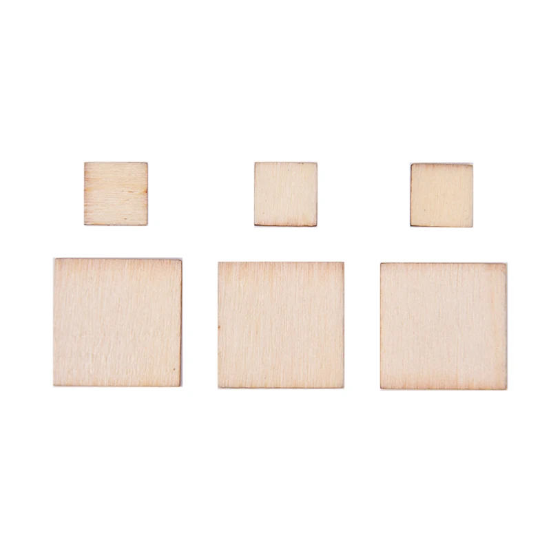100pcs Blank Squares Wood Pieces Round Corner Square Wooden Cutouts DIY Craft