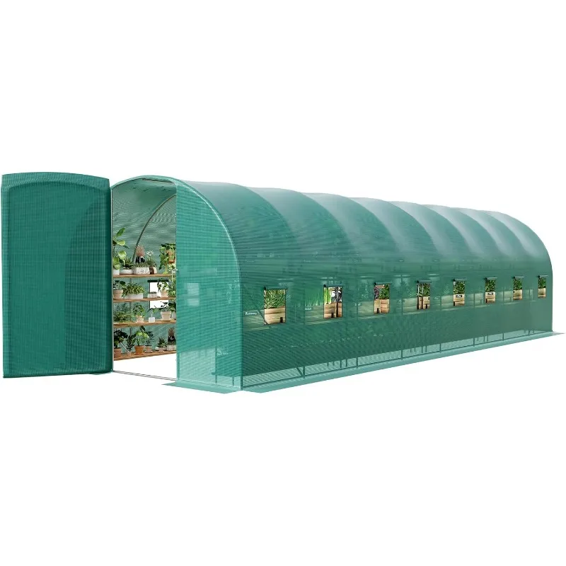 Walk-in Greenhouse Tunnel 28x10x7.5ft,Galvanized Steel Tunnel Greenhouse,Garden Hot House for Home Gardening Seed Germination