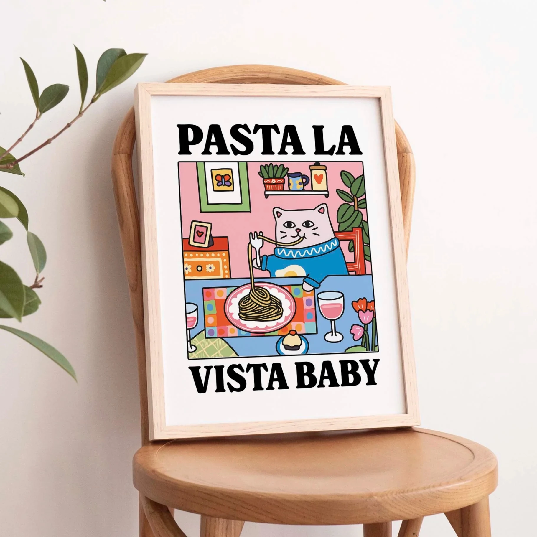 Pasta La Vista Gambar Kartun Kucing Bayi Seni Dinding Cetak Lukisan Kanvas Poster Gambar Untuk Ruang Tamu Kamar Anak Dekorasi Rumah Hadiah