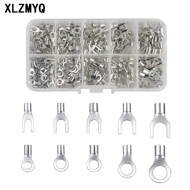 320pcs Crimp Terminal Kit Electrical Connector U/O Splicing Termination RNB/SNB1.25-4 Wire Connector Cable Terminals Set
