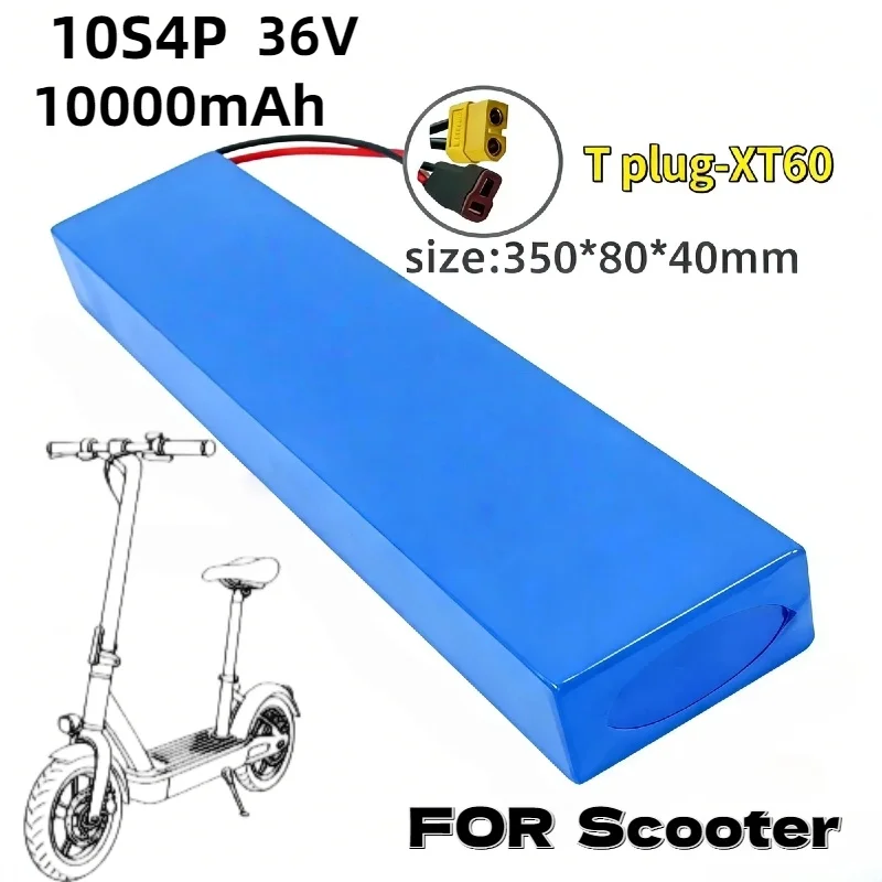 Rechargeable 36V 10Ah 10S4P Lithium Battery Pack Built-in BMS Protection High Power for 42V Scooter Stable Power Supply