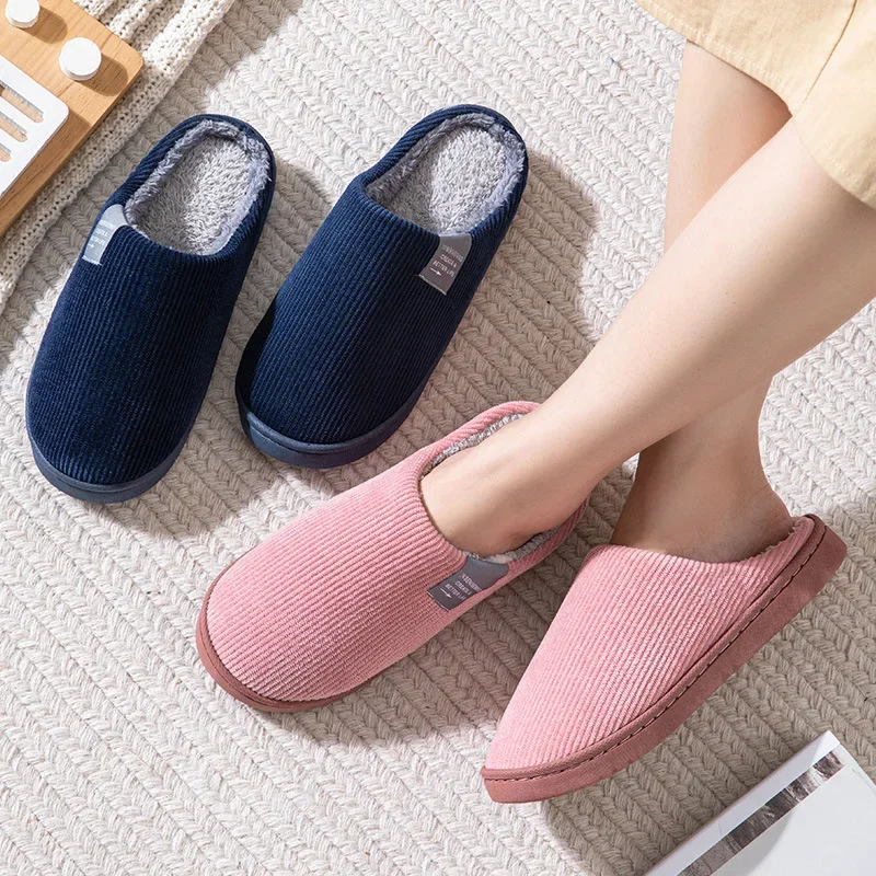 House Winter Warm Slipper Women Men Plush Fuzzy Fur Non Slip Indoor Female Home Room Shoes Man Lazy Footwear Bedroom Slides