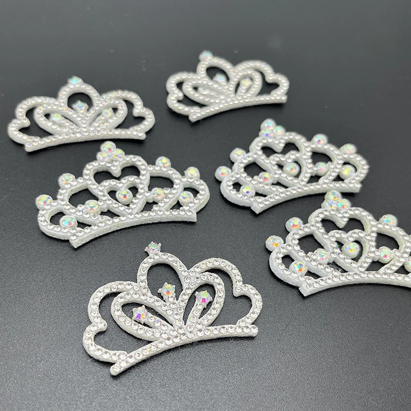 12Pcs  Padded Crown Rhinestone Patches for DIY Clothes Crafts Decor Applique Headwear Headband Bow Jewelry Accessories