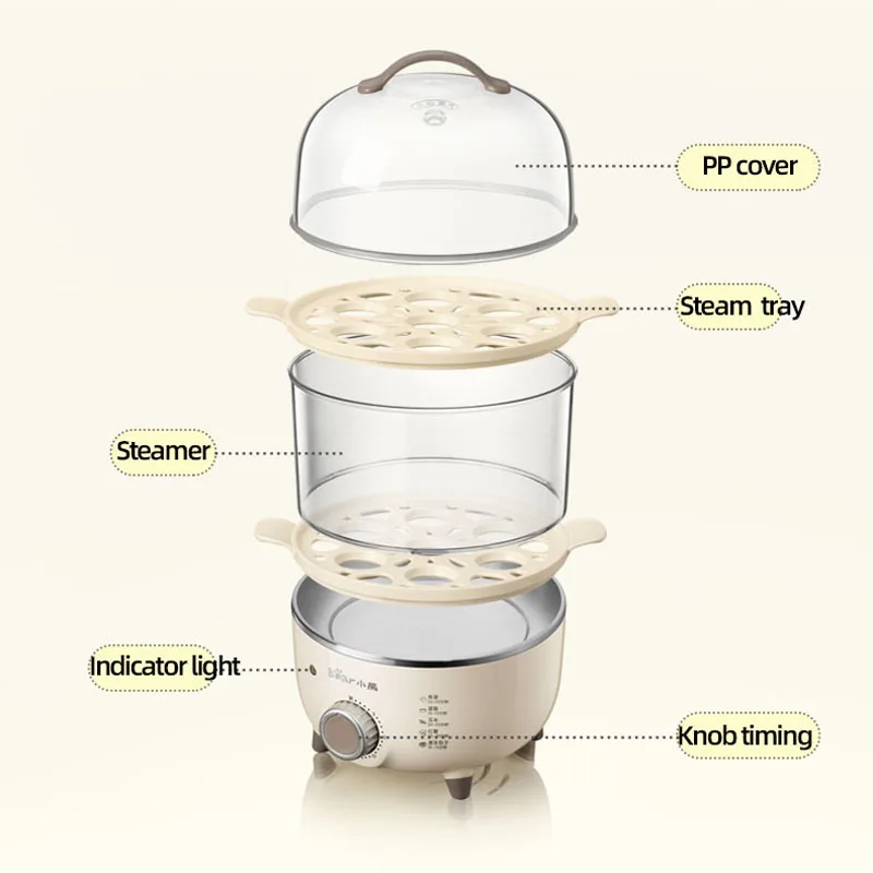 360W Double Layers Electric Egg Boiler Egg Cookers Breakfast Machine Automatic Multicooker Food Steamer Egg Custard with Timer