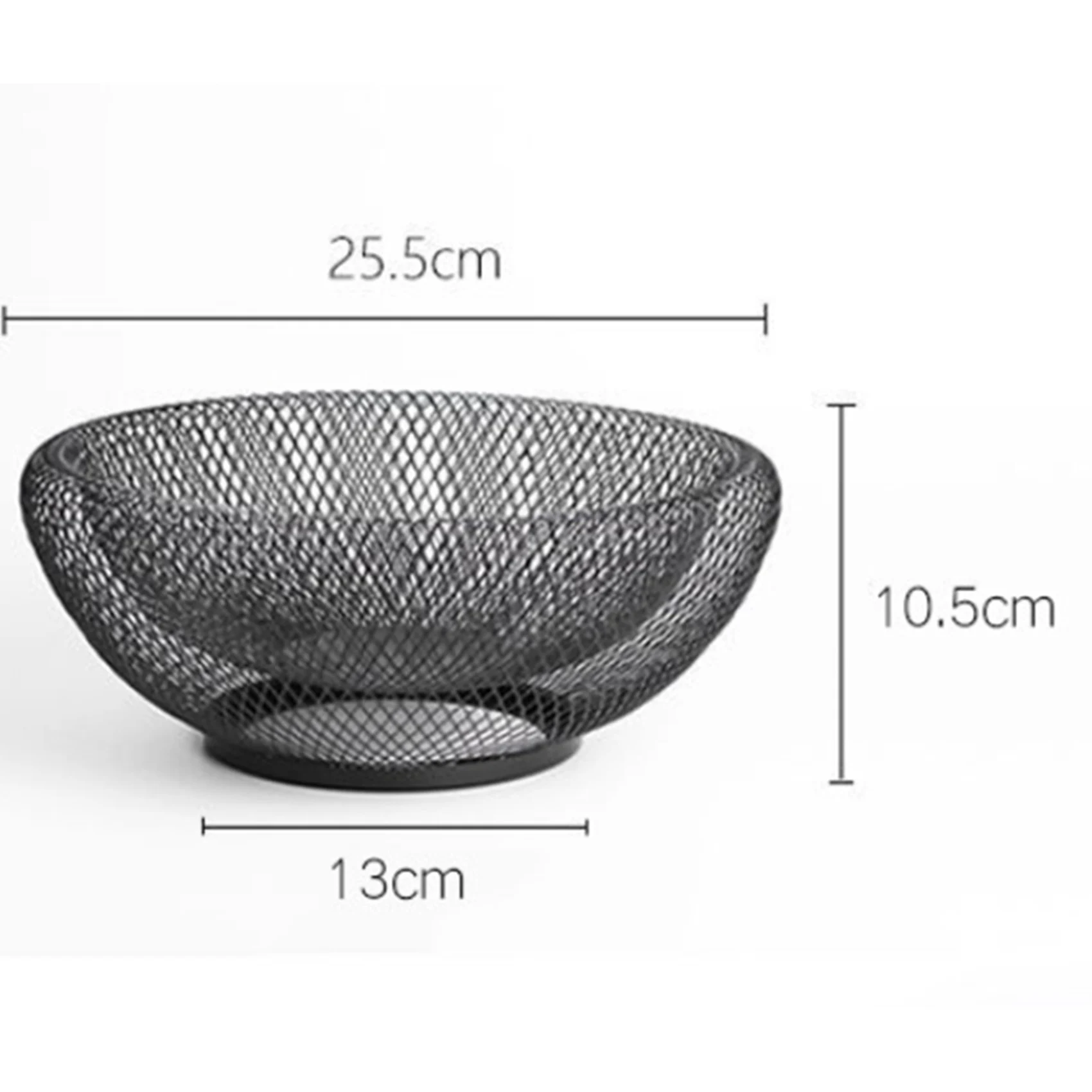 B03C-2X Metal Mesh Creative Countertop Fruit Snacks Basket Bowl Stand For Kitchen, Large Black Table Centerpiece Holder