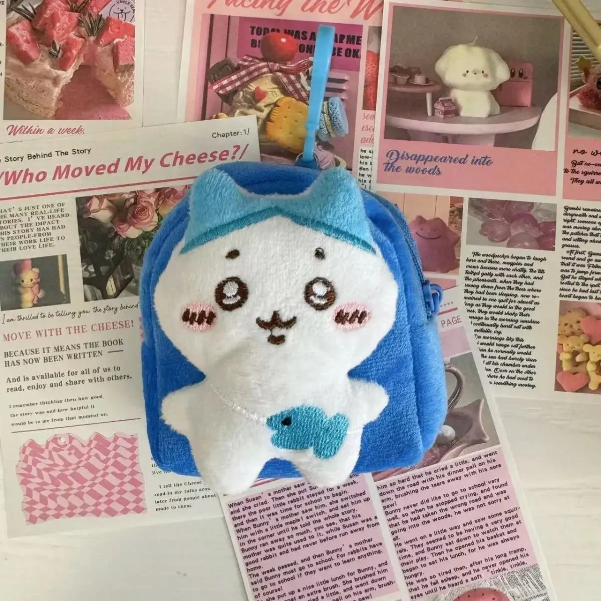 MINISO Chiikawa Cute Cartoon Plush Keychain Purse Hachiware Usagi Coin Pouch Headphone Key Keyring Storage Bag Backpacks Penda