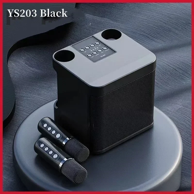 YS203 Bluetooth Karaoke Speaker Wireless Microphone Singing RGB Music Light Rhythm Portable Outdoor Party Speaker Support AUX TF