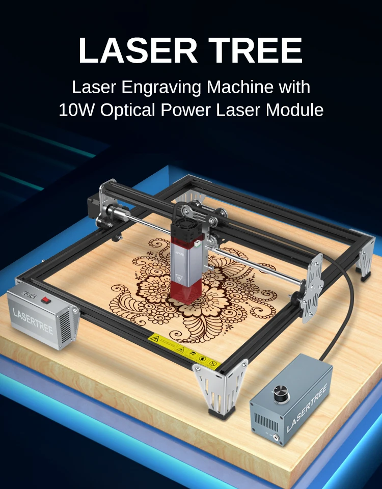 LASER TREE K1 Mini Laser Engraving Machine with 5W 10W Laser Head Laser Engraver Cutter Woodworking TTL Blue Light Laser Module