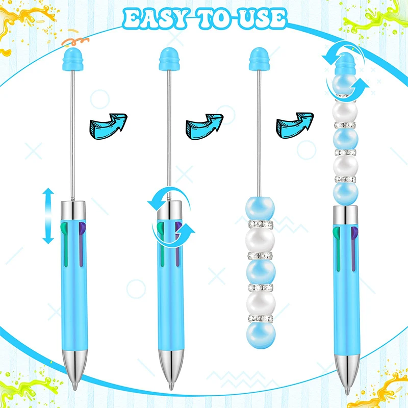 5pcs Plastic Beadable Pen Ballpoint Pen Gifts Writing Signature Pen