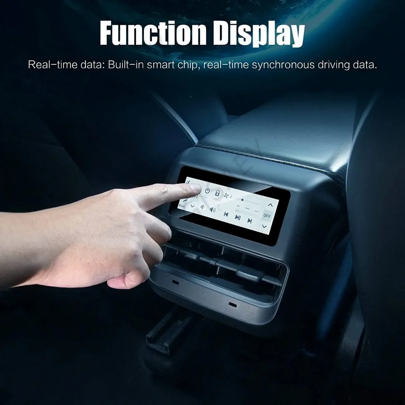 GISAEV Rear Seat Display for Tesla Model 3 Y 4.6 inch Multifunction Player IPS Touch Screen Air Conditioner Control Panel Carpla