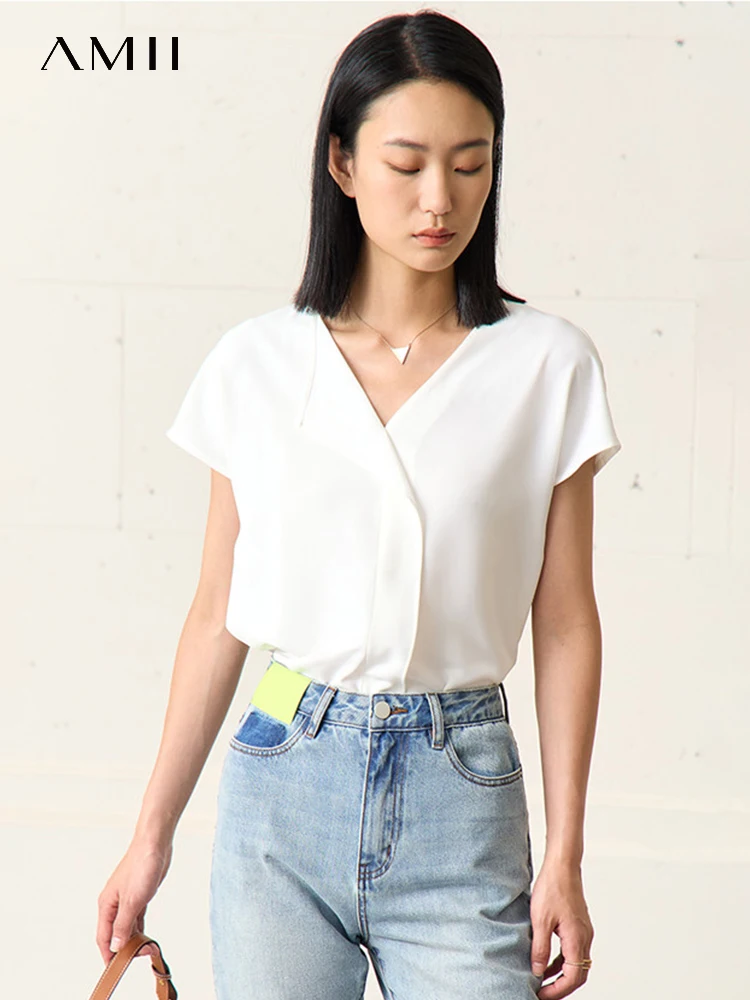 

AMII Minimalism Chiffon Shirts & Blouses New Elegant Youth Woman Blouses Loose Fashion Casual Chic Tops Female Clothing 12240504