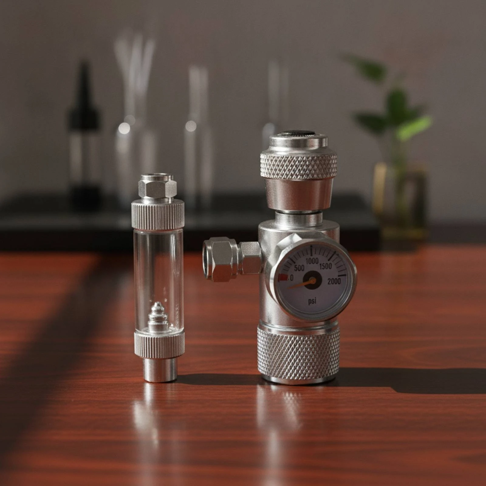 CO2 Valve with Pressure Gauge Compact CO2 Valve Silver Sturdy