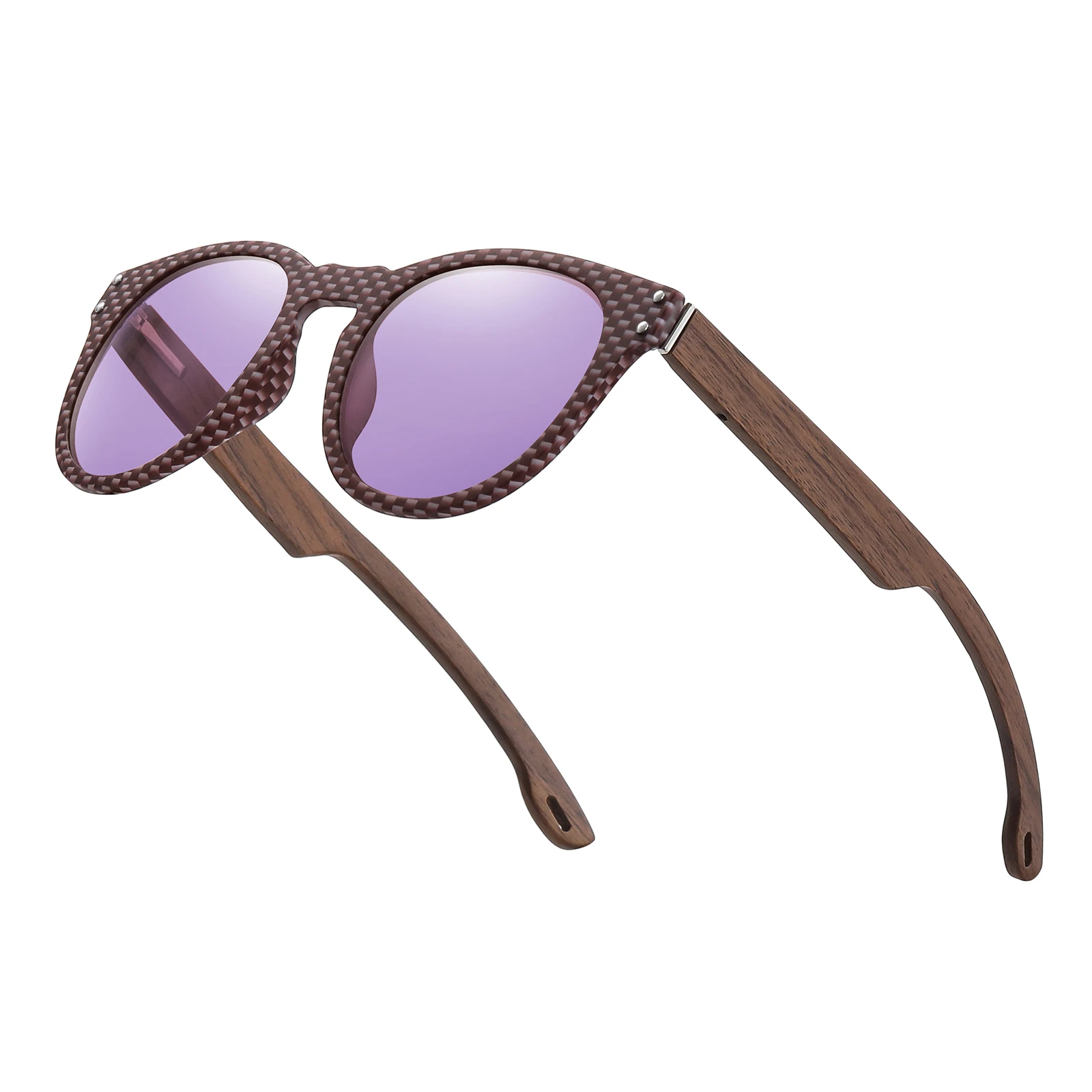 GM Natürliche Holz-Sonnenbrille für Herren, Polarisiert, Modisch, Schwarznuss, UV400, Kohlefaser, Polycarbonat-Sonnenbrille 8022 – Detail 1