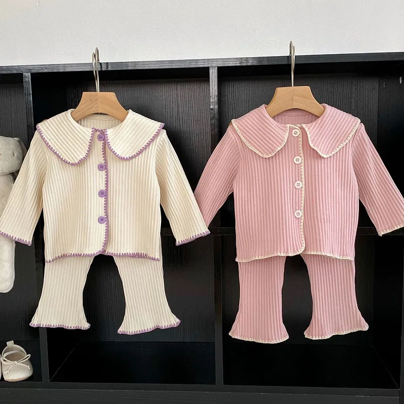 Autumn Spring Newborn Baby Girls Clothing Set Long Sleeved Cardigan Coat+Pants Infant Baby Girls Clothing Suit Children Clothes