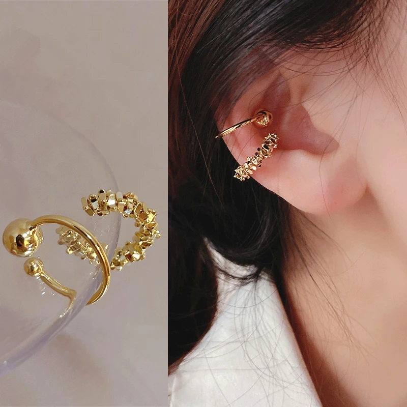 2Pcs/Set Fashion Metal C-shaped Earring Non-Piercing Bone Ear Cuff Clip Earrings Fake Cartilage Ear for Women Trendy Jewelry