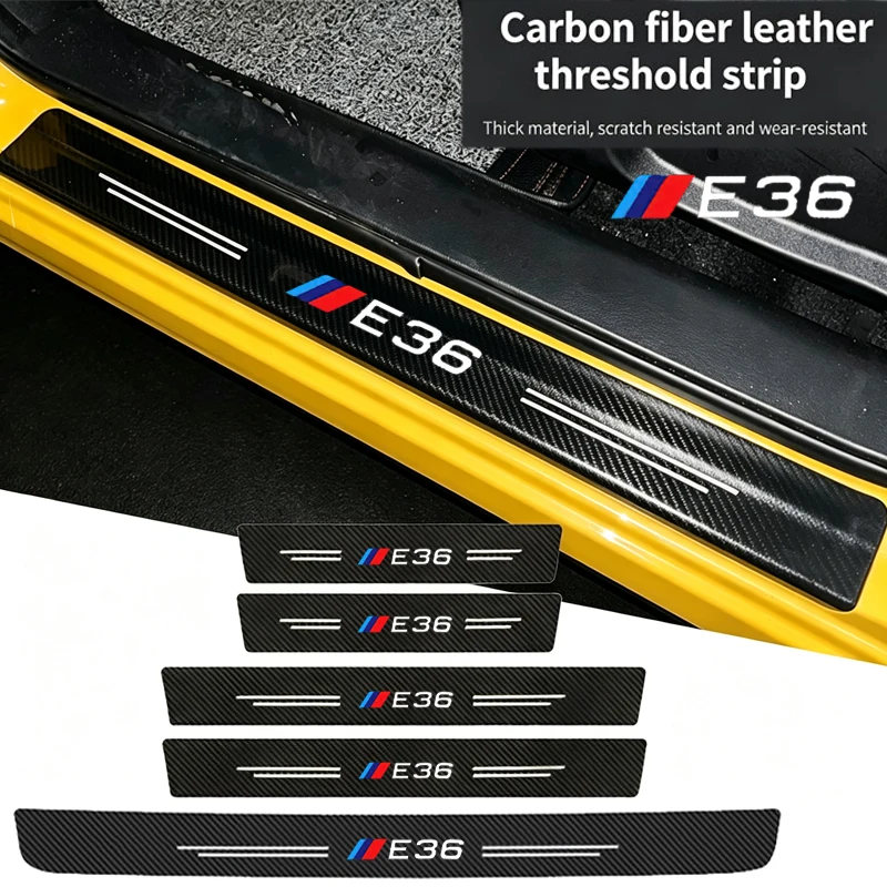 Carbon Fiber Car Decals Door Threshold Sill Strips for BMW E36 Front Rear Door Welcome Pedal Protection Anti Stepping Stickers