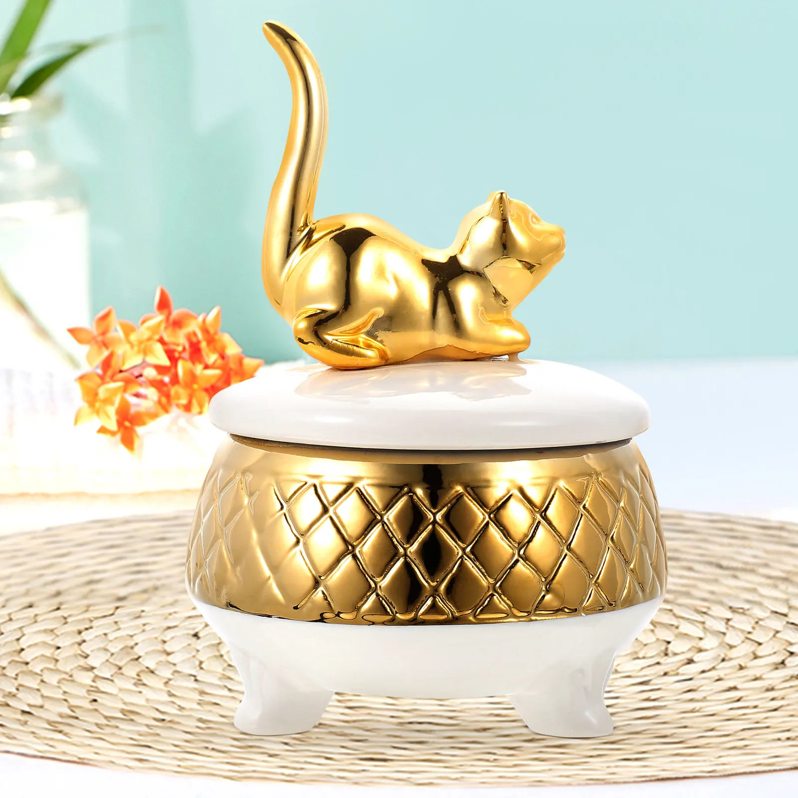 

Керамическая шкатулка для украшений в форме животного со съемной крышкой для хранения серег, колец, ожерелий, декора для дома, подарка, держателя для подвесок и ожерелий