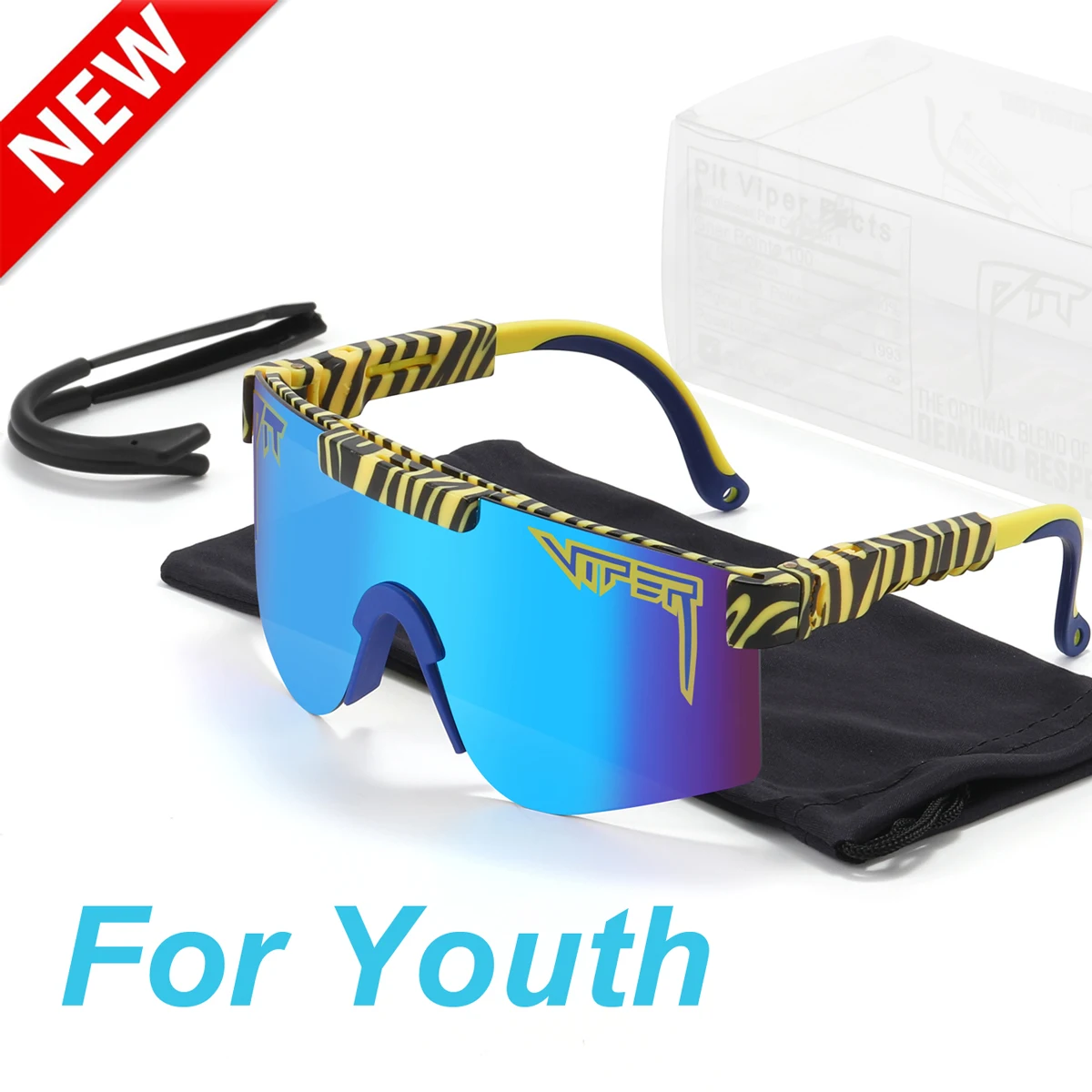 Original Box Youth Pit Viper Sunglasses Young Men Women UV400 Baseball Kids Boys Girls Sun Glasses Outdoor Eyewear Sport Shades