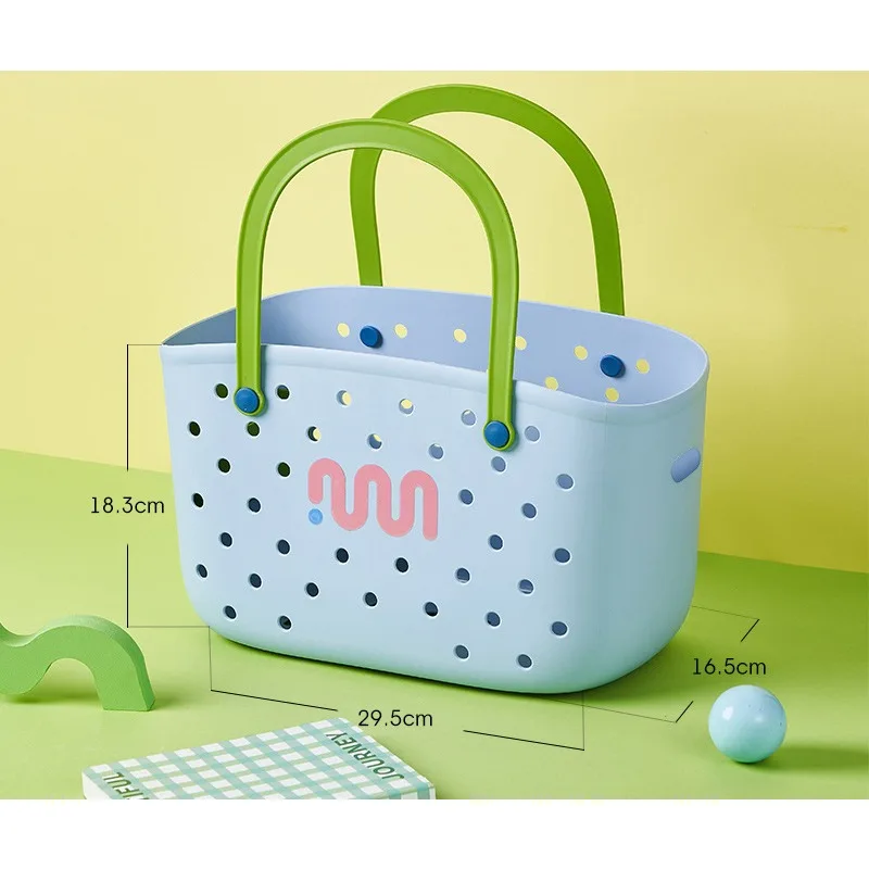 Plastic Bathroom Storage Basket Hand-held Women\'s Large Capacity Shower Basket Bathroom Dormitory Wash Basket