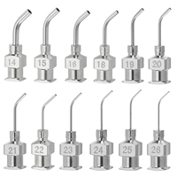 12Pcs/Box 1/2inch 45 Degree Bent Metal Dispensing Needle,Stainless Steel Syring Needle Blunt Tip for Industrial,Lab
